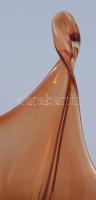Murano borostyánszínű kínáló, jelzés nélkül, kopással, d: 24 cm