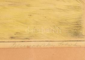 Benyovszky István (1898-1969): Ősmagyar (hun) sereg. Színezett rézkarc, papír, jelzett. Üvegezett fa...