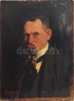 Bartos Gyula (1886 - ) : Ács (sz:Adler) Vilmos osztrák-magyar monarchia vasútmérnöke (dalmáciai vasút) portréja. Olaj, karton, kis sérüléssel a szélén. 70x53 cm