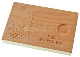 Spanyolország 1990. 2000P Ag "Nyári Olimpia 1992 Barcelona - Íjászat" fa dísztokban, tanús...