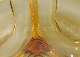 Gyümölcs kínáló tál. Brorostyánszín üveg. Hibátlan d: 31 cm