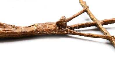 Erwin Huber feszület, bronz, jelzett, 20x9,5 cm