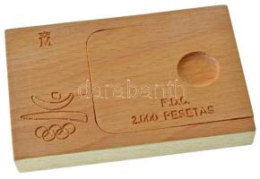 Spanyolország 1990. 2000P Ag "Nyári Olimpia 1992 Barcelona - Baszk pelota" fa dísztokban, ...