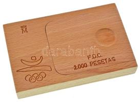 Spanyolország 1990. 2000P Ag "Nyári Olimpia 1992 Barcelona - Futás" fa dísztokban, tanúsít...