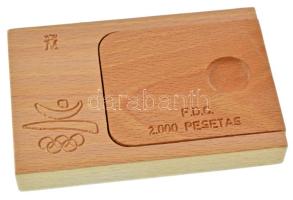 Spanyolország 1991. 2000P Ag "Nyári Olimpia 1992 Barcelona - Tenisz" fa dísztokban, tanúsí...