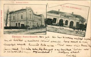 1903 Forró, Forró-Encs (Encs); Rothman szálloda, M. kir. posta és távirdahivatal, szálloda, vendéglő és kávéház télen. Rothman Herman kiadása, Art Nouveau