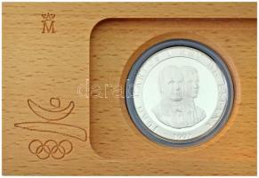 Spanyolország 1992. 2000P Ag "Nyári Olimpia 1992 Barcelona - Fogatverseny" fa dísztokban, ...