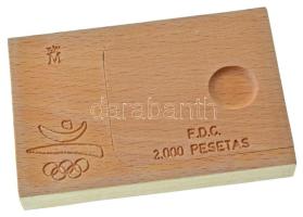 Spanyolország 1992. 2000P Ag "Nyári Olimpia 1992 Barcelona - Futás" fa dísztokban, tanúsít...