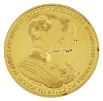 DN "Magyar Aranyóriások - Ferenc József és Erzsébet házassági érme 1854" aranyozott Cu utá...