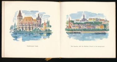 1960 Ferunion Budapest angol nyelvű karácsonyi-újévi üdvözlőlapja, leporellószerű, Budapest látványo...