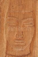 Szervátiusz Jenő (1903-1984): Női fej. Faragott fa lap, jelzett, 23x17 cm