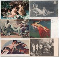 81 db RÉGI művész motívum képeslap vegyes minőségben: erotika