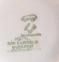 Epiag Hüttl, Bán és Mihalik porcelán csézze, KT monogrammal, m: 7 cm
