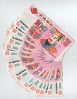 Kína égetési pénz (14x) 100 névértékben T:XF sarokhajlás, pici szakadás China "hell banknote" (14x) with 100 value C:XF folded corner, small tear