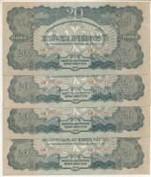 1944. 20P "A Vöröshadsereg Parancsnoksága" (4x) sorszámkövetők "AM 171179 - 171182" T:AU Adamo P45