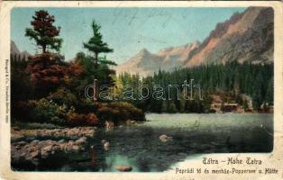 1907 Tátra, Magas-Tátra, Vysoké Tatry; Poprádi tó és menház / Poppersee und Hütte / Popradske pleso and rest house (szakadás / tear)