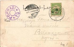 1907 Tátra, Magas-Tátra, Vysoké Tatry; Poprádi tó és menház / Poppersee und Hütte / Popradske pleso ...