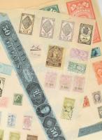 Külföldi okmánybélyeg és zárjegy összeállítás: román, angol, stb két lapon