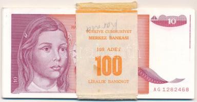 Jugoszlávia 1990. 10D (23x) sorszámkövető sorozatokkal, nem hozzávaló banki kötegelővel T:UNC-AU sarokhajlás Yugoslavia 1990. 10 Dinara (23x) with consecutive serials, with other banknote's wrapper C:UNC-AU folded corner Krause P#103