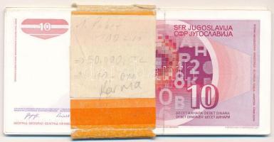 Jugoszlávia 1990. 10D (23x) sorszámkövető sorozatokkal, nem hozzávaló banki kötegelővel T:UNC-AU sar...