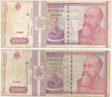 Románia 1994. 10.000L (2db) T:F kisebb beszakadások
Romania 1994. 10.000 Lei (2pcs) C:F small tears...
