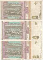 Románia 1991. 1000L (3db) T:F
Romania 1991. 1000 Lei (3pcs) C:F
Krause P#101A