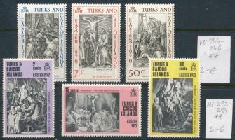 Paraguay 1970-1982 + Turks- és Caicos-szigetek festmény sorok, önálló bélyegek, 2 db borítékban + 2 db stecklapon (Mi EUR 115.-)