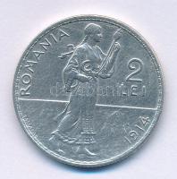 Románia 1914. 2L Ag "I. Károly" T:XF Romania 1914. 2 Lei Ag "Carol I" C:XF Kraus...