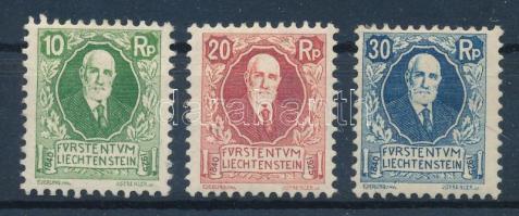 Liechtenstein 1925 II. János herceg sor Mi 72-74 (Mi EUR 125.-)