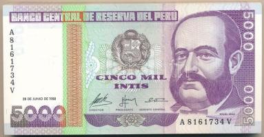 Peru 1988. 5000I (64x) sorszámkövető sorozatokkal T:UNC-AU Peru 1988. 5000 Intis (64x) with consecutive serials C:UNC-AU Krause P#137