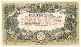 Debrecen 1889. "A debreczeni 1848/49-ki honvéd-egylet elaggott, munkaképtelenné vált tagjai segélyezésére" sorsjegy 20kr értékben T:AU Hungary / Debrecen 1889. "To help the members of the 1848/49 Veterans' Association in Debrecen who became obsolete and incapacitated for work" lottery ticket in 20 Kreuzer value C:AU