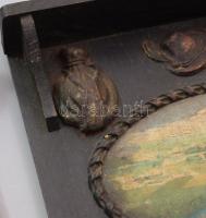 cca 1930 Villach látképpel festett falidísz pár, 19x20 cm