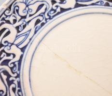 Zsolnay 2 darab tányér. cca 1870, korongozott mázas kőedény, máz alatti kobalt festéssel, jelzett: m...