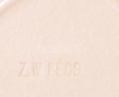 Zsolnay tányér. cca 1870, korongozott mázas kőedény, máz alatti kobalt festéssel, jelzett: masszába ...