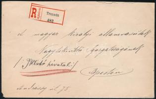 1894 Ajánlott levél 4 x 5kr bélyeggel "TRENCSÉN" - Budapest