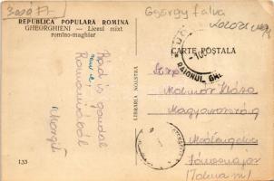 Gyergyószentmiklós, Gheorgheni; Liceul mixt romino-maghiar / Román-magyar gimnázium / Romanian Hunga...