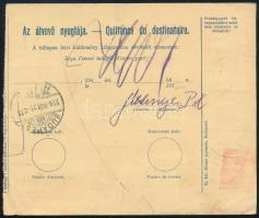 1916 Csomagszállító 4 bélyeges bérmentesítéssel "TRENCSÉN" - Budapest