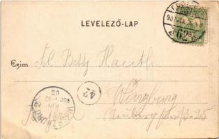 1902 Budapest V. Országház, Parlament, uszályok. Divald Károly 7. sz. (ázott sarok / wet corner)