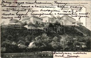 1905 Munkács, Mukacheve, Mukacevo; vár, emlékoszloppal. Bertsik Emil kiadása / castle, monument (kis szakadás / small tear)