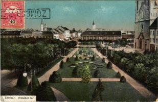 Zombor, Sombor; Erzsébet tér. Kaufmann Emil kiadása / park (EK)