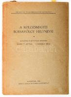 Szabó T. Attila - Gergely Béla: A kolozsmegyei Borsavölgy helynevei. Az egyik szerző, Szabó T(örpényi) Attila (1906-1987) erdélyi magyar nyelvész, történész, irodalomtörténész, néprajzkutató által DEDIKÁLT példány. Bevezetéssel és jegyzetekkel közzéteszi - - és - -. Borsavölgyi Kutatasok Nyelvsézet. Kolozsvár, 1945, Erdélyi Tudományos Intézet,(Minerva-ny.), 208+1 p.+6 (térképek) t. Kiadói papírkötés, szakadt borítóval és sérült gerinccel.