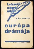 Sós Endre: Európa drámája. Korszerű magyar írások. Bp., 1936, Victoria. Kiadói papírkötés, sérült gerinccel, és kötéssel, kijáró lapokkal.