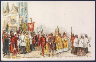 1896 Használatlan 2kr díjjegyes millenniumi képeslap "Szt. István napi körmenet"