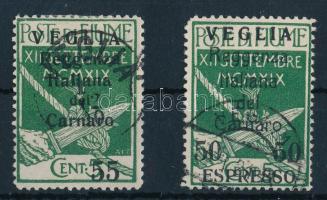 Fiume 1920 VEGLIA 2 klf bélyeg Mi 33 II + Mi 35 (Mi EUR 185.-)