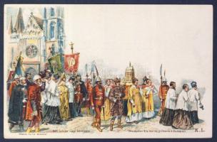 1896 Használatlan 2kr díjjegyes millenniumi képeslap "Szt. István napi körmenet"