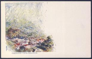 1896 Használatlan 2kr díjjegyes millenniumi képeslap "Herkulesfürdő"