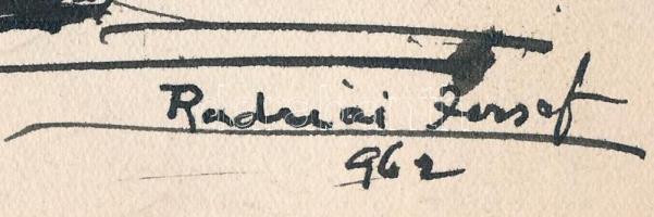 Radnai József (1896-1963): Aratás, 1962. Tus, papír, jelzett, 17x23,5 cm