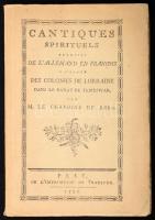 A magyarországi francia telepesek irodalmi emléke: Les cantiques spirituels. Bevezetést írta. Gábriel Asztrik. Bp., 1940., Gödöllői Premontrei Gimnázium VII. és VIII. osztályos növedékei (Sárkány-nyomda Rt.) 1 (címképen Róka János kanonok arcképe) t. + 39 + [1] p. + 1 melléklet (3 leveles hasonmás) t. Egyetlen kiadás. Kiadói papírkötés.