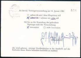 Philipp Ernst zu Schaumburg-Lippe (1928-2003 ) német házelnök autográf aláírása meghívón