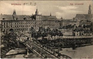 1905 Wroclaw, Breslau; Kgl Universität / university, bridge (wet corner)